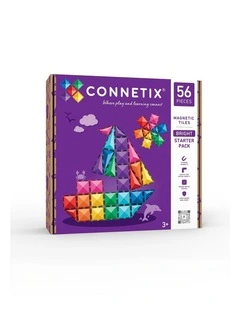 CONNETIX Magnetic Tiles Bright Starter Pack, 56 Pieces