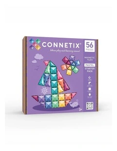 CONNETIX Magnetic Tiles Pastel Starter Pack, 56 Pieces