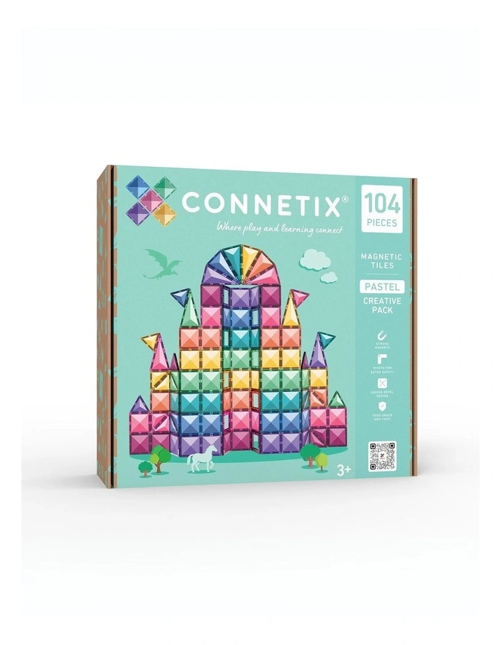 CONNETIX Magnetic Tiles Pastel Creative Pack, 104 Pieces image 1