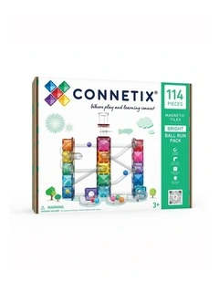 CONNETIX Magnetic Tiles Ball Run Bright Pack, 114 Pieces