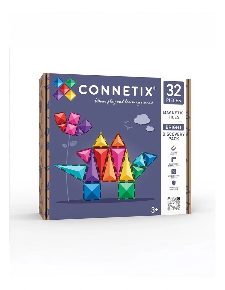 CONNETIX Magnetic Tiles Bright Discovery Pack, 32 Pieces image 1