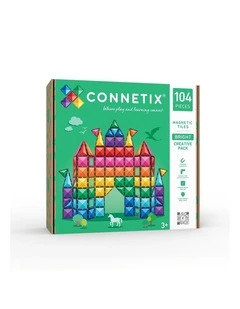 CONNETIX Magnetic Tiles Bright Creative Pack, 104 Pieces