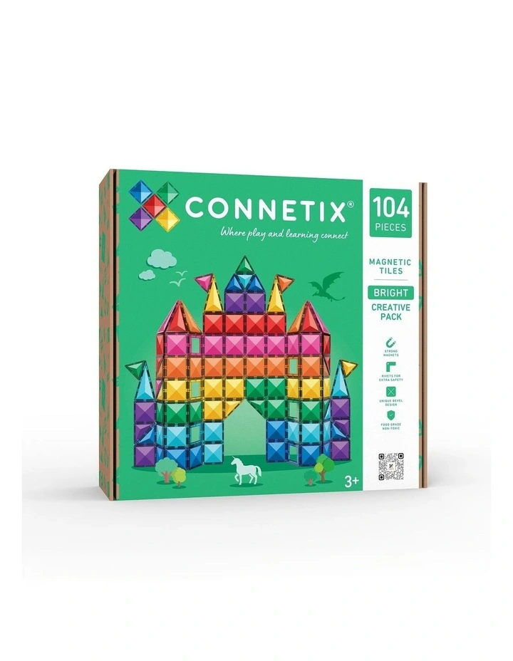CONNETIX Magnetic Tiles Bright Creative Pack, 104 Pieces image 1