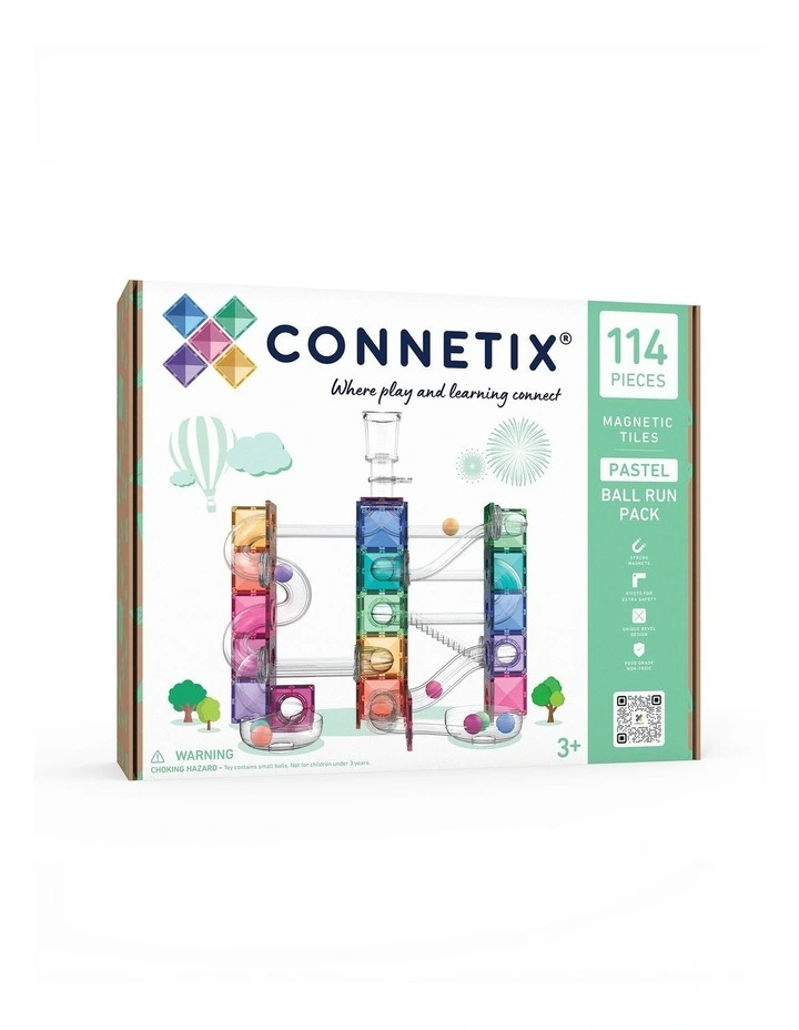 CONNETIX Magnetic Tiles Ball Run Pastel Pack, 114 Pieces image 1