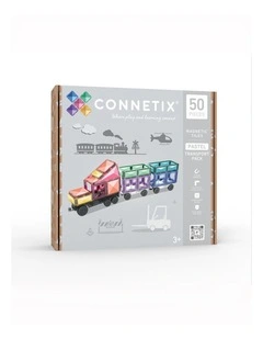 CONNETIX Magnetic Tiles Pastel Transport Pack, 50 Pieces