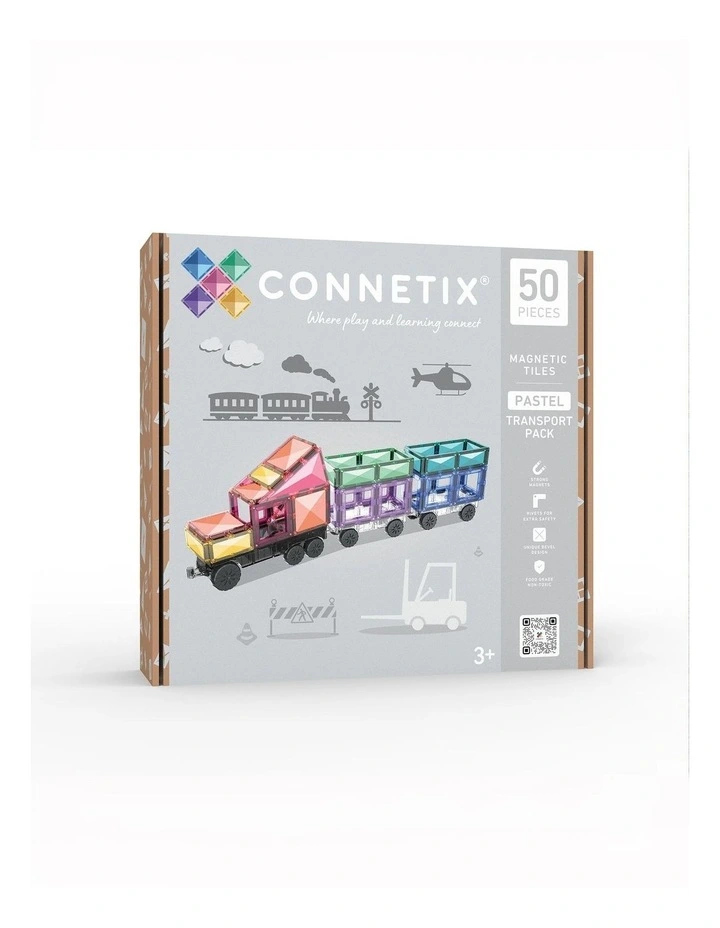 CONNETIX Magnetic Tiles Pastel Transport Pack, 50 Pieces image 1