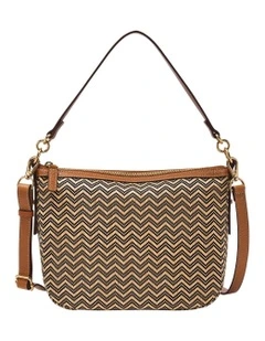 Jolie Crossbody Bag in Chevron Straw Dark