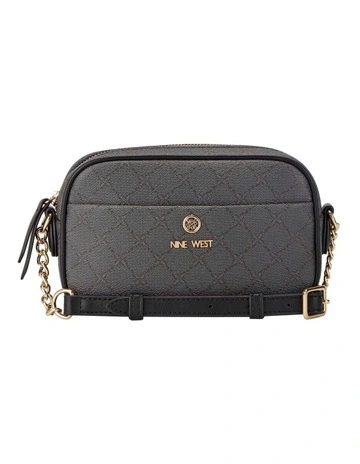 Delaine Onyx Logo Crossbody Bag in Black