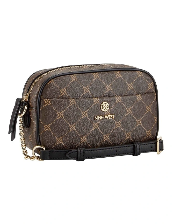 Delaine Logo Crossbody Bag in Brown image 4