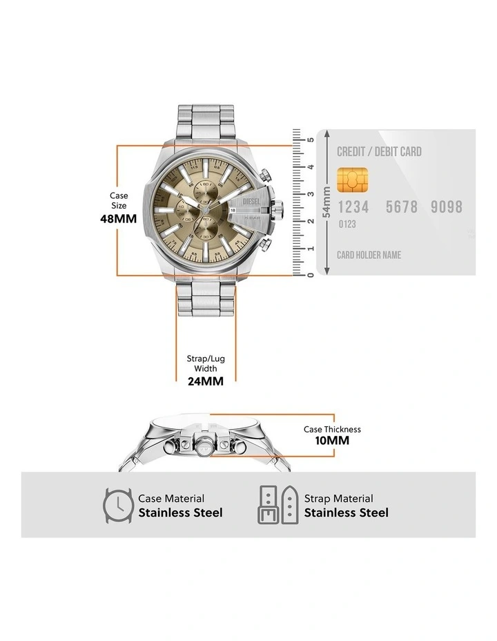 Mega Chief Slim Chronograph Watch DZ4702 in Silver image 5