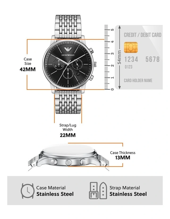 Chronograph Watch AR11772 in Silver image 5