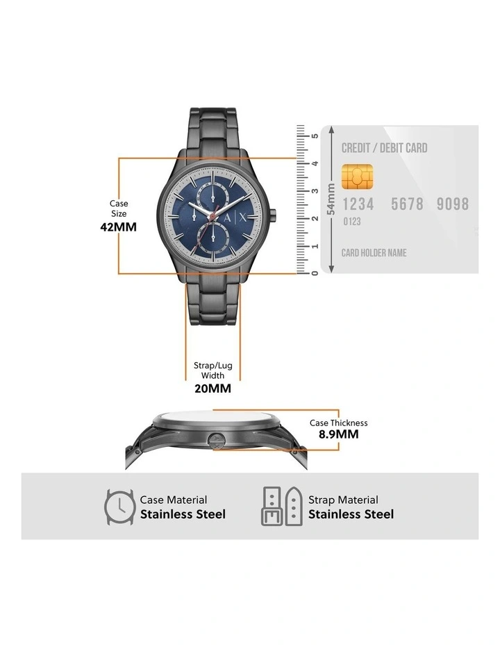Armani Exchange Chronograph Stainless Steel AX1871 Watch in Grey | MYER