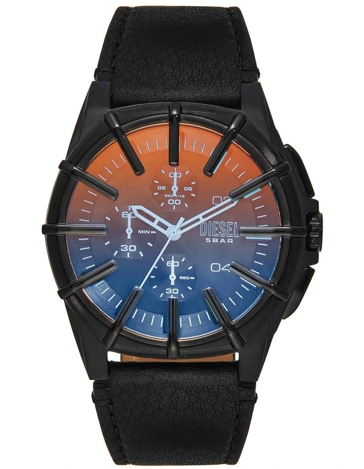 Framed Chronograph Watch in Black image 1