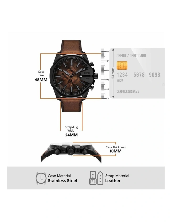 Mega Chief Slim Chronograph Watches in Black image 5