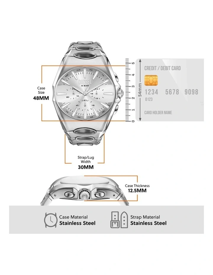 D-Curve Chronograph Watches in Silver image 5