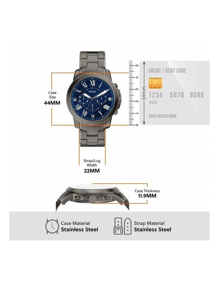Grant Chronograph Watch in Grey image 5