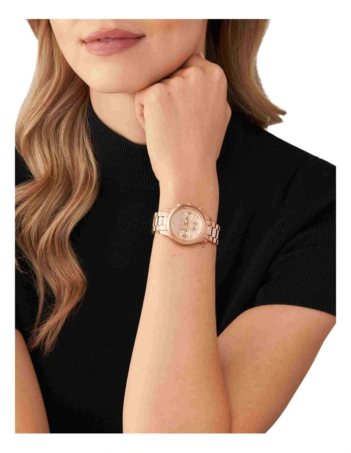 MK7327 Runway Chronograph Watch in Rose image 5