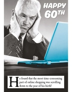 Scrolling DOB Male's 60th Birthday Card