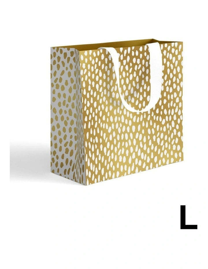 Large Gift Bag in Gold With White Droplets image 1