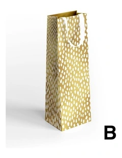 Bottle Bag in White Droplets on Gold
