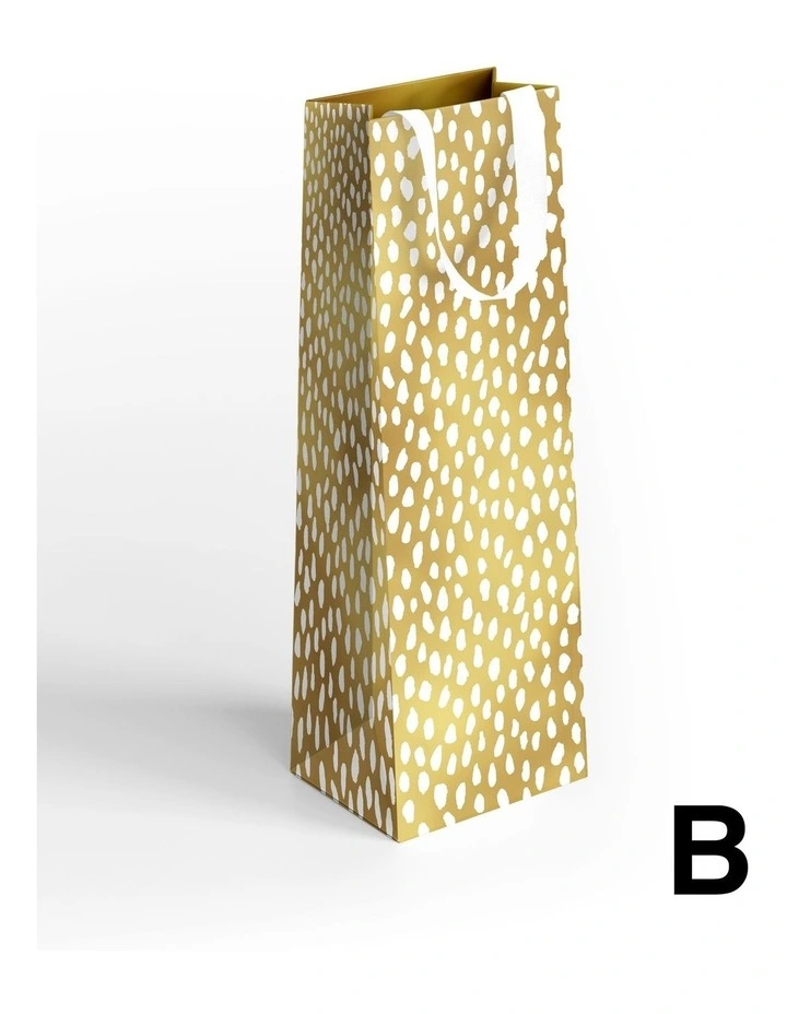 Bottle Bag in White Droplets on Gold image 1