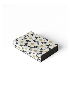 Medium Magnetic Gift Box in White Poppies On Black