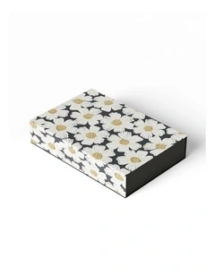 Large Magnetic Gift Box in White Poppies Black