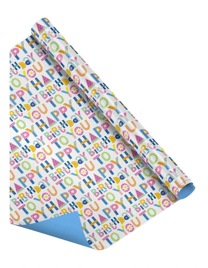 Happy Birthday Type Roll Wrap in Multi image 1