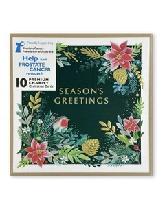 Prostate Cancer Foundation of Australia Charity Boxed Christmas Cards in Poinsettia Floral Design