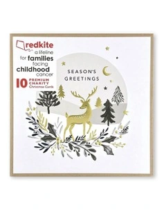 Red Kite Charity Boxed Reindeer Forest Design Christmas Cards in Multi