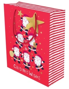Jumbo Christmas Gift Bag Jolly Santas in Red