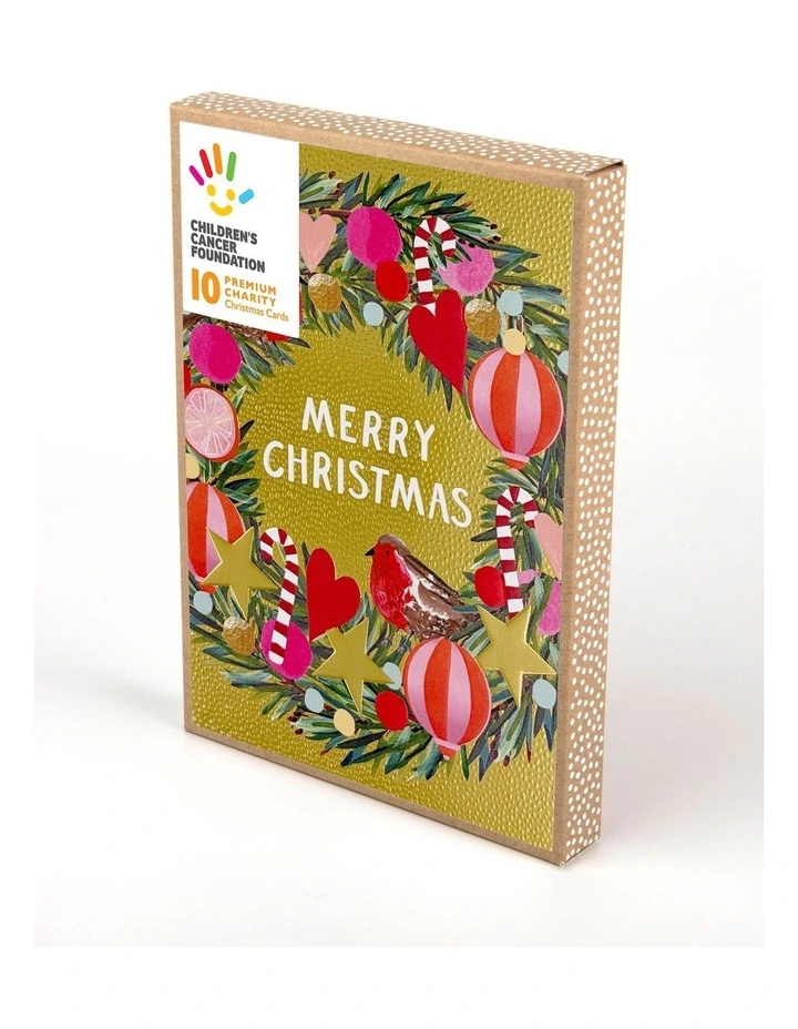 Charity Boxed Christmas Cards - Robin Wreath image 1