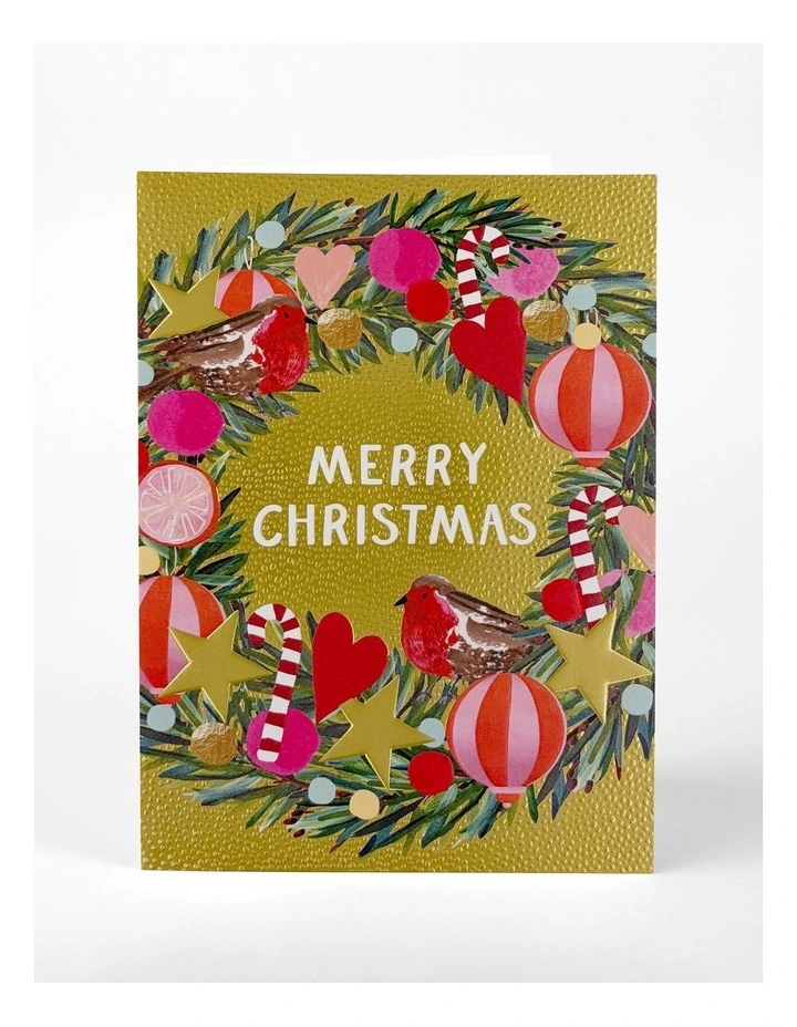 Charity Boxed Christmas Cards - Robin Wreath image 2