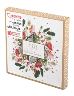 Christmas, Charity, Red Kite, Peony Rose Wreath Boxed cards