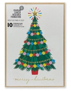 Ovarian Cancer Research Foundation Charity Boxed Christmas cards Festive Pom Pom Design
