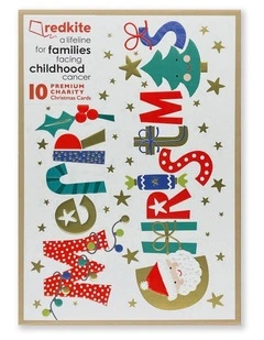 Red Kite Charity Boxed Christmas cards Festive Type Design