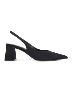 Yankee Slingback Block Heel in Black Suede