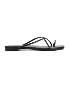 Mikki Flat Strappy Sandals in Black