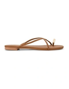 Mikki Flat Strappy Sandals in Tan