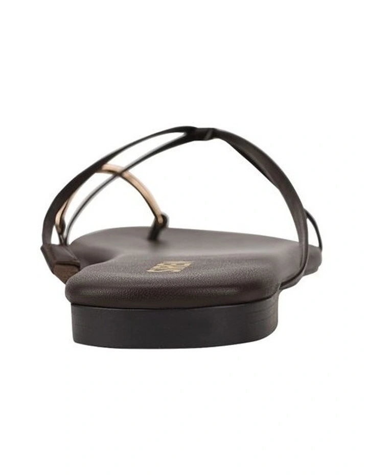 Mikki Flat Strappy Sandals in Chocolate Leather image 4