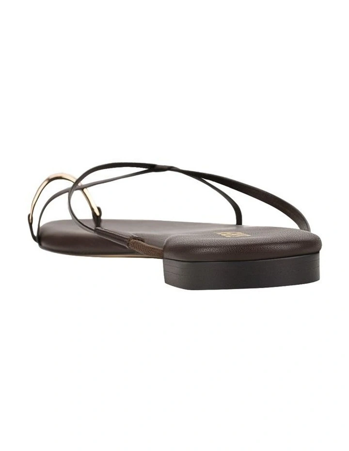 Mikki Flat Strappy Sandals in Chocolate Leather image 5