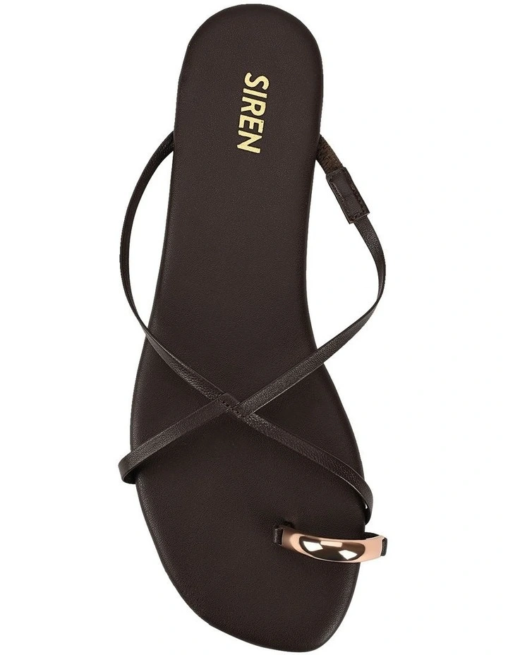 Mikki Flat Strappy Sandals in Chocolate Leather image 6