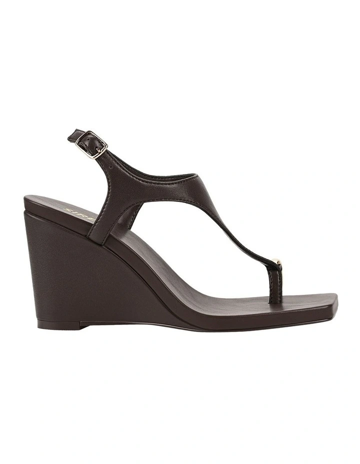 Melbourne Strappy Wedges Sandals in Chocolate Brown Leat image 1