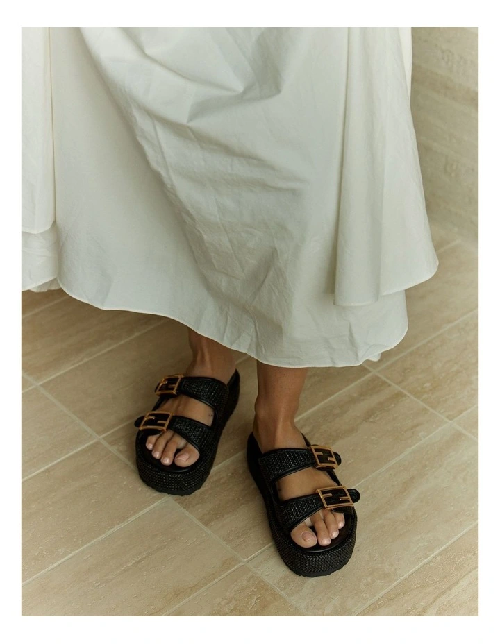 Aphrodite Woven Flatform in Black Weave/Black image 2