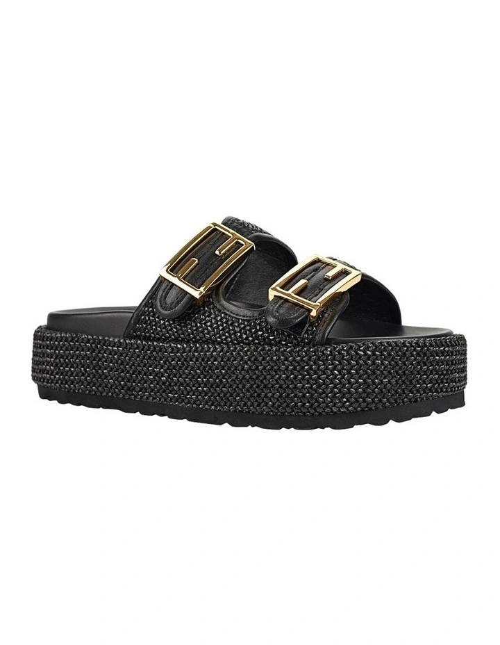 Aphrodite Woven Flatform in Black Weave/Black image 3