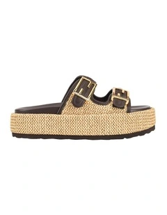Aphrodite  Woven Flatforms in Natural Weave/Chocolate
