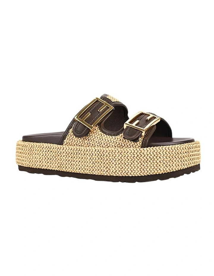 Aphrodite  Woven Flatforms in Natural Weave/Chocolate image 3