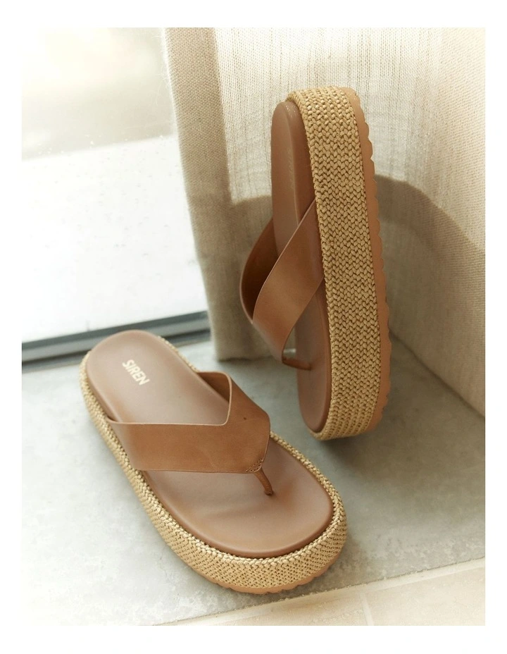 Apple Flatform Sandals in Natural Weave/Tan image 2