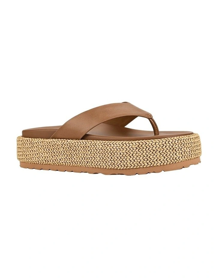 Apple Flatform Sandals in Natural Weave/Tan image 3