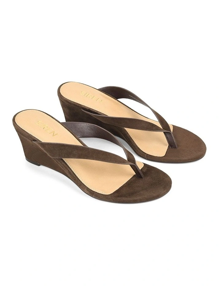 Charlize Thong Wedges in Chocolate Brown Suede image 2